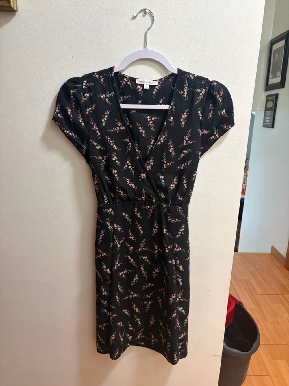Miley & Molly Black Floral Wrap-Front Dress